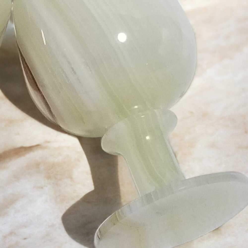 Vintage Onyx Marble Natural Stone Wine Glass Goblets- Set of Two - Picture 12 of 16